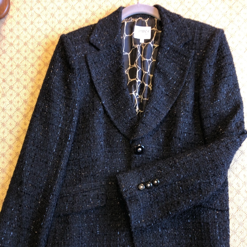 Armani Collezioni black sparkly boucle blazer 46
